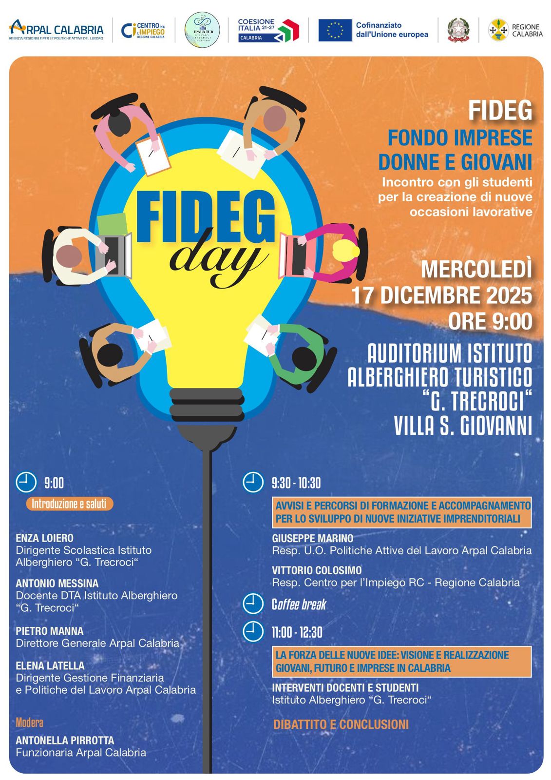 FIDEG “Fondo Imprese donne e giovani” incontro con gli studenti mercoledì 17 dicembre presso l’Istituto Alberghiero Turistico “G. Trecroci” di Villa San Giovanni.
